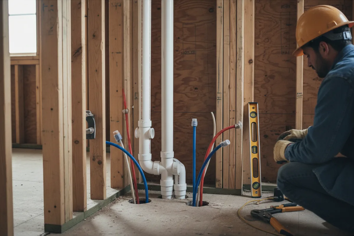 Drain and supply rough-in during Leak Detection in Millersport