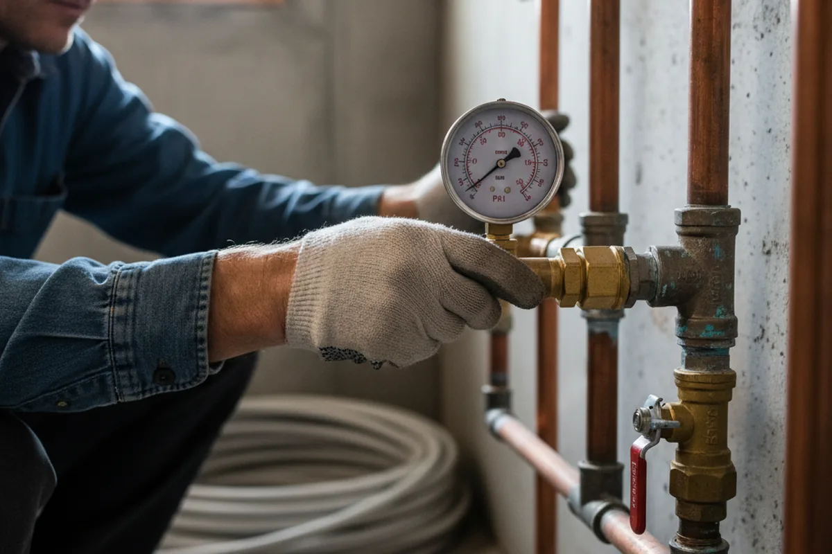 Pressure testing a repaired line during Water Line Repair in Millersport